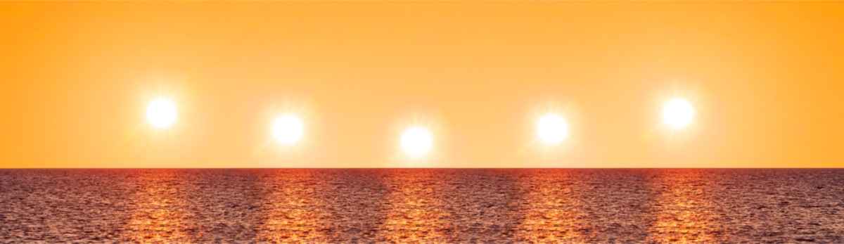 ¿Cuándo es el sol de medianoche en Islandia? Imagen de las diferentes posiciones del sol en el horizonte durante el sol de medianoche